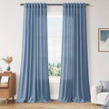 Linen Stone Blue Curtains 108 inch Living Room Back Tab Light Filtering Semi by Nanspring