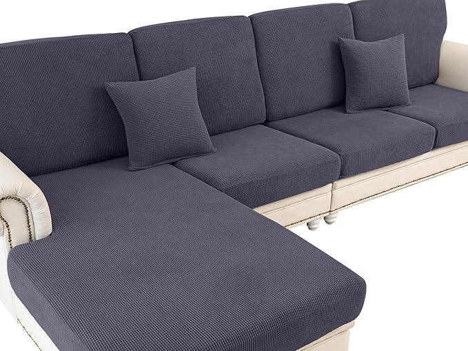 LA MEACK Couch Cushion Covers for Sectional Sofa L Shape Washable Separate Seat by LA+MEACK