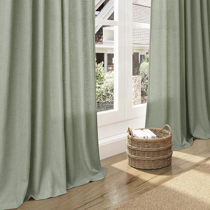 Desert Sage Linen Curtains 63 Inches Long 2 Panel Sets - Image 6