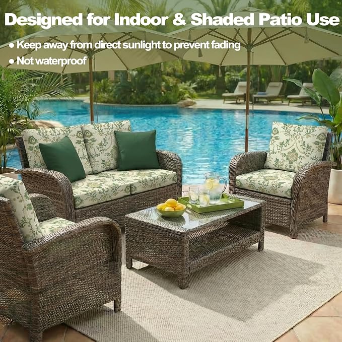 CALBODE 8 Pcs Stretch Outdoor Seat Cushion Covers, Indoor/Outdoor Couch Cover - Image 5