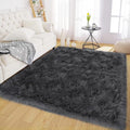 Latepis Dark Grey Faux Fur 4'x5'10" Area Rug, Soft Plush Faux Fur Sheepskin Rugs by Latepis