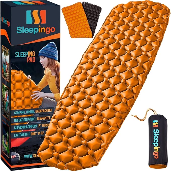 Ultralight Sleeping Mat - Inflatable & Compact Camping Air Mattress for Backpacking, Hiking- New