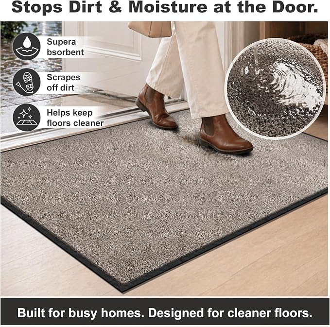 Super Absorbent Front Door Mat, Non-Slip Washable Indoor Doormats, Low Profile - Image 3