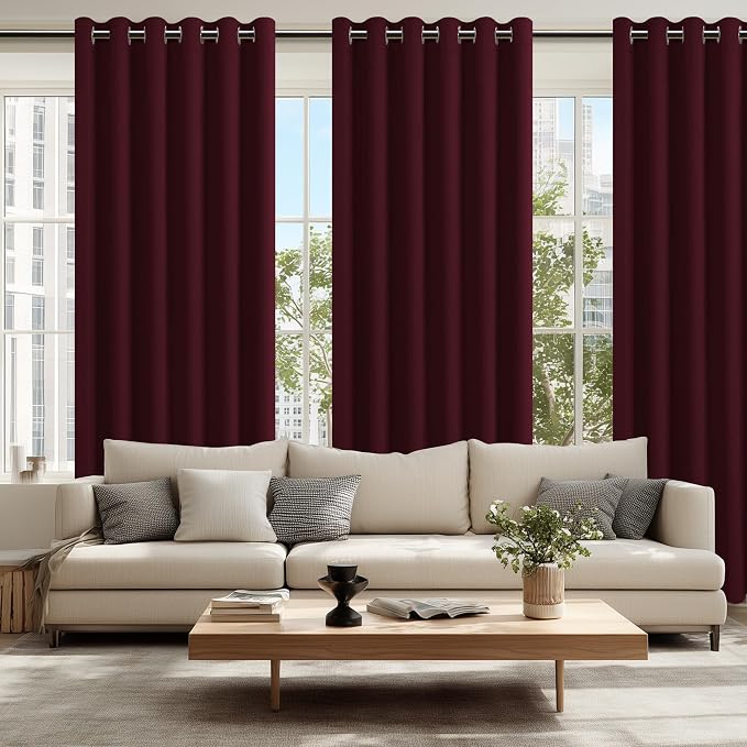 Grommet Blackout Curtains for Bedroom 70 x 84 Inch Burgundy 2 Panel | Thermal - Image 6