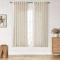 Living Room Curtains 63 Inch Length Linen Birch Beige Luxury Light Filtering by Nanspring