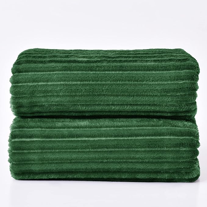 BEDELITE Ribbed Jacquard Dark Green Blankets Queen Size - Image 8