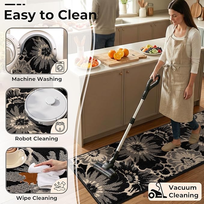 Findosom Hallway Runner Rug 2x8, Non Slip High-Low Textured Floral Washable - Image 5