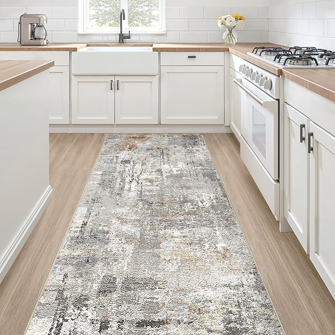 LOONGRUG Runner Rug 2x6 Washable Non-Slip Kitchen Neutral Modern Rug | Abstract by LOONGRUG