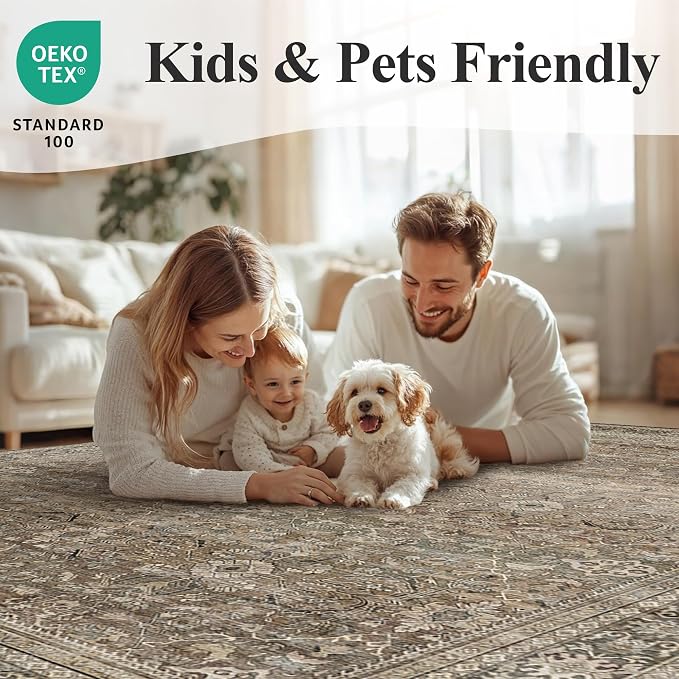 Schweek Brown 5x7 Area Rugs Washable Non Slip Rug - Image 8