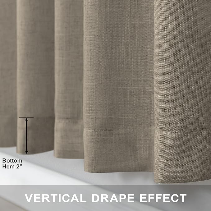 Extra Long Curtains 2 Panels Set Dark Taupe Linen Curtains 108 inches Long - Image 5
