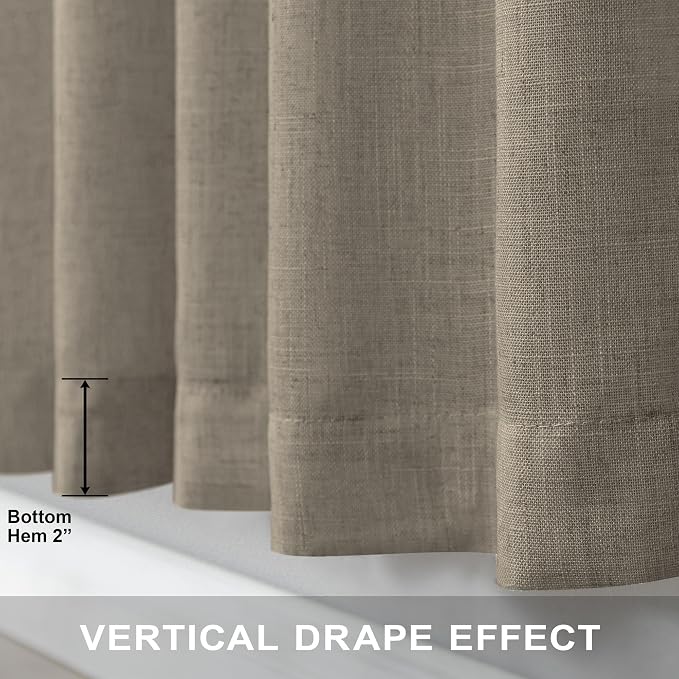 Pitalk Taupe Linen Curtains 72 Inch Length - Image 5