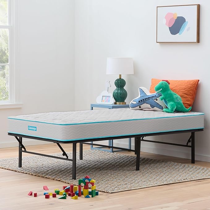 Linenspa 6-Inch Innerspring Mattress - Twin XL + 14-Inch Folding Platform Bed Frame
