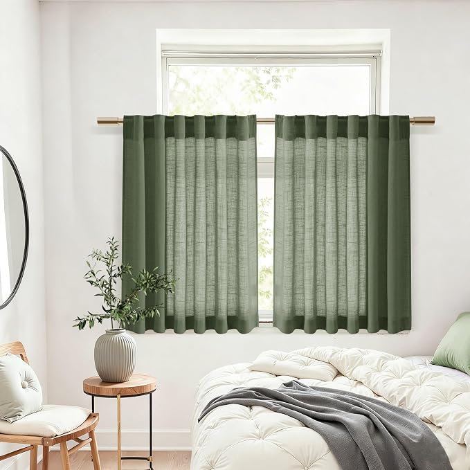 Linen Curtains 40 Inch Length 2 Panels - Image 6