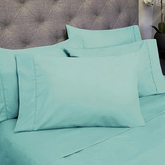 Queen Sheets Blue Porclain - 6 Piece 1500 Supreme Collection Fine Brushed Microfiber Deep Pocket Queen Sheet Set Bedding - 2 Extra Pillow Cases, Great Value, Queen, Porclain Blue