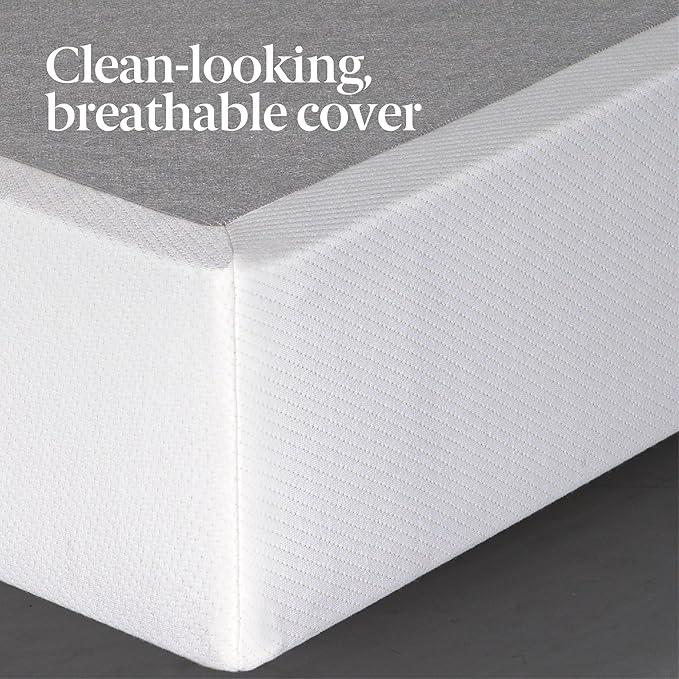 ZINUS 9 Inch No Assembly Metal Box Spring, Cool Mattress Foundation, Sturdy Metal Structure, Split King, White