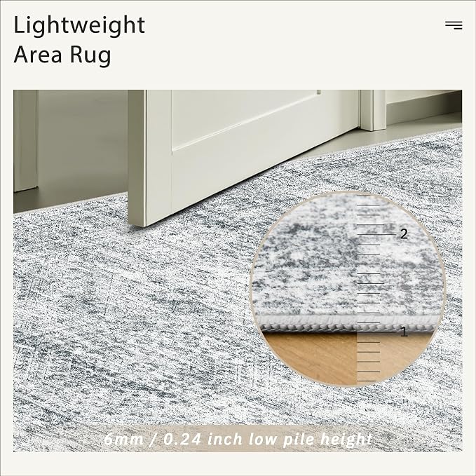 Soalmost 3x5 Rugs Non-Slip, Small Washable Kitchen Entryway Area Rug Grey | - Image 7