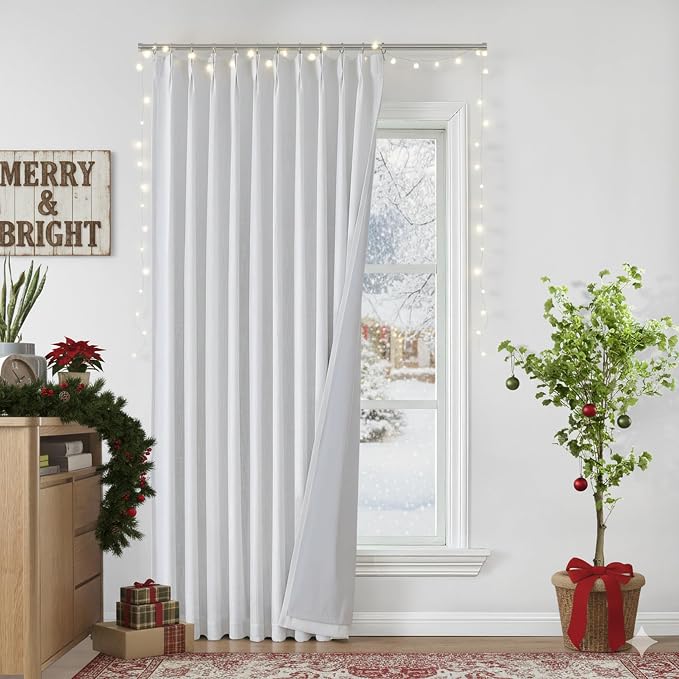 Vision Home White Pinch Pleated Full Blackout Curtains 60 inch Wide Thermal - Image 9
