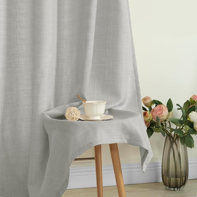 Light Grey Linen Curtains 84 Inch Long - Image 8