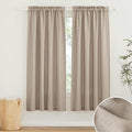 RYB HOME Linen Kitchen Curtains 63 inch Length for Living Room Bedroom, Privacy Protection Light Filtering Decorative Natural 2 Panels Set Farmhouse Boho, Khaki, W 34 x L 63 inches