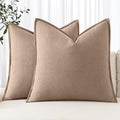 MIULEE Decorative Linen Pillow Covers 18x18 Inch Camel | Boho Farmhouse​ by MIULEE
