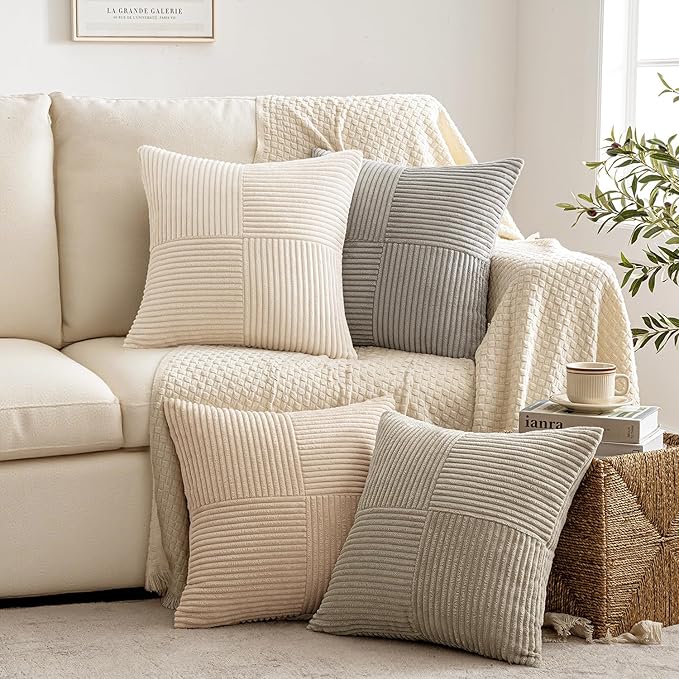 MIULEE Neutral Decorative Throw Pillow Covers 18x18 Inch Set of 4 by MIULEE
