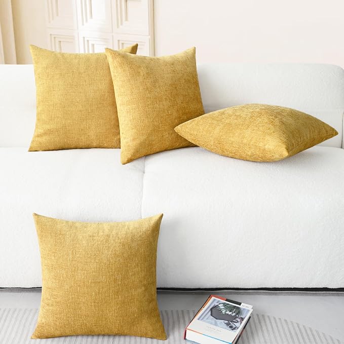 CaliTime Decorative Couch Throw Pillow Covers 18 X 18 Inches Gold | Pack of 4 - Image 6