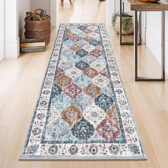 HEBE Hallway Runner Rug 2'x6', Washable Non Slip Kitchen Rug Runner | Soft Boho - Image 9