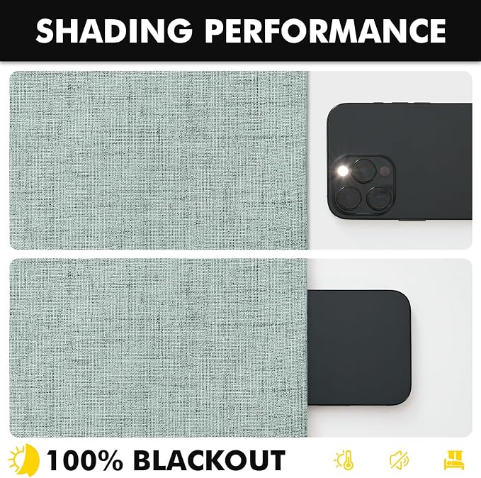 MIULEE 100% Blackout Linen Curtains 42 x 96 Inch Seafoam Green 2 Panels | - Image 7