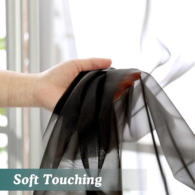 Chyhomenyc Sheer Curtains 63 Inch Length 2 Panels, Soft Airy, Rod Pocket - Image 6