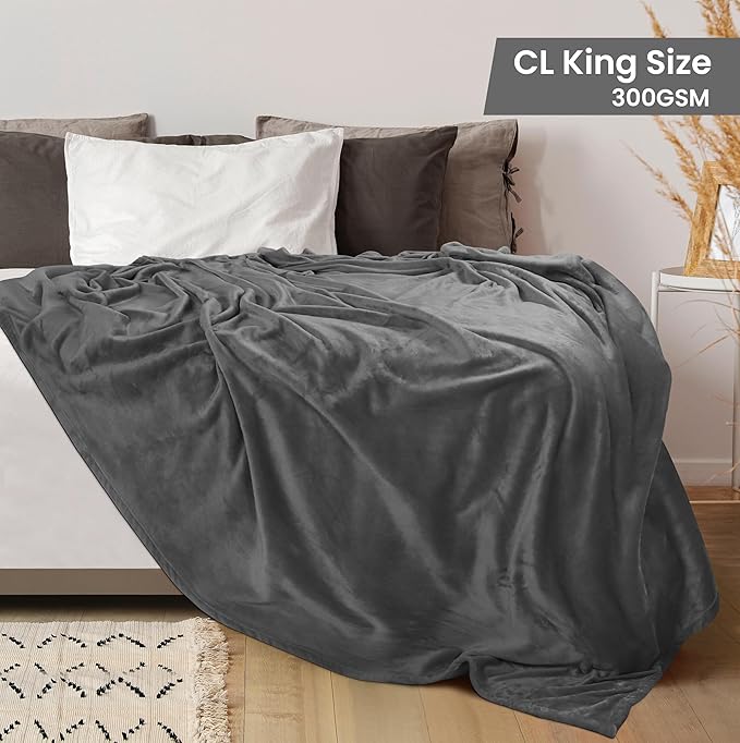 Utopia Bedding Fleece Bed Blanket California King Size Grey | Microfiber Plush - Image 2