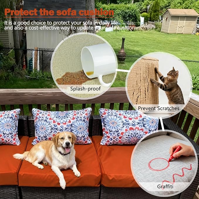 Sqodok Outdoor Cushion Covers 21x19 inch, Wicker Chair - Image 6