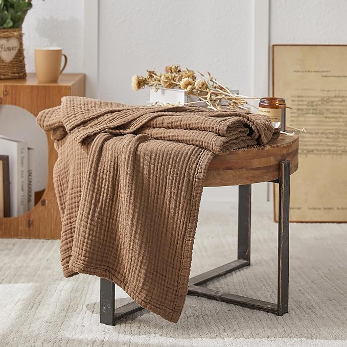 EMME Muslin Blankets for Adults Throw Blanket for Couch Breathable Gauze Soft - Image 5