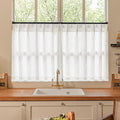 Beige White Linen Kitchen 24 Inch Curtain 2 Panels Pinch Pleat | Off White by Twodrapes