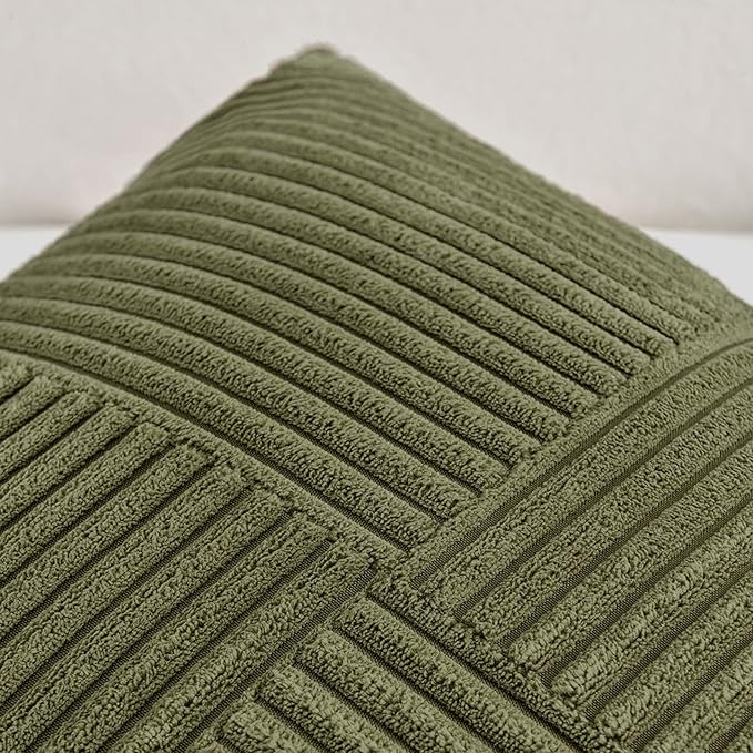 Fancy Homi 2 Packs Olive Green Decorative Throw Pillow Covers 20x20 Inch - Image 4