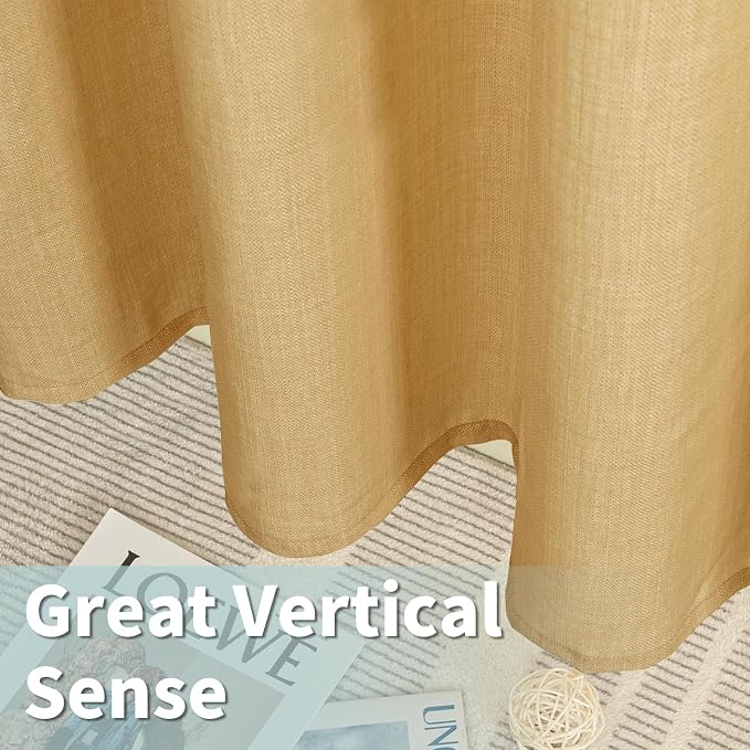 72 inch Long Linen Curtains for Bedroom 2 Panels, Caramel Brown | Light - Image 5