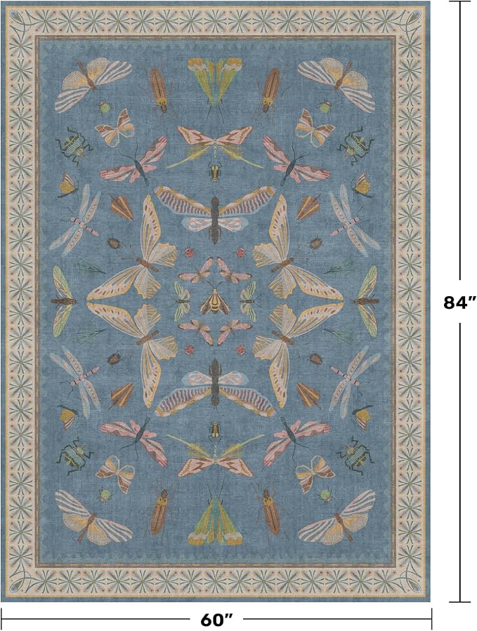 6x9 Blue Floral Rug for Dining Room Table - Image 2