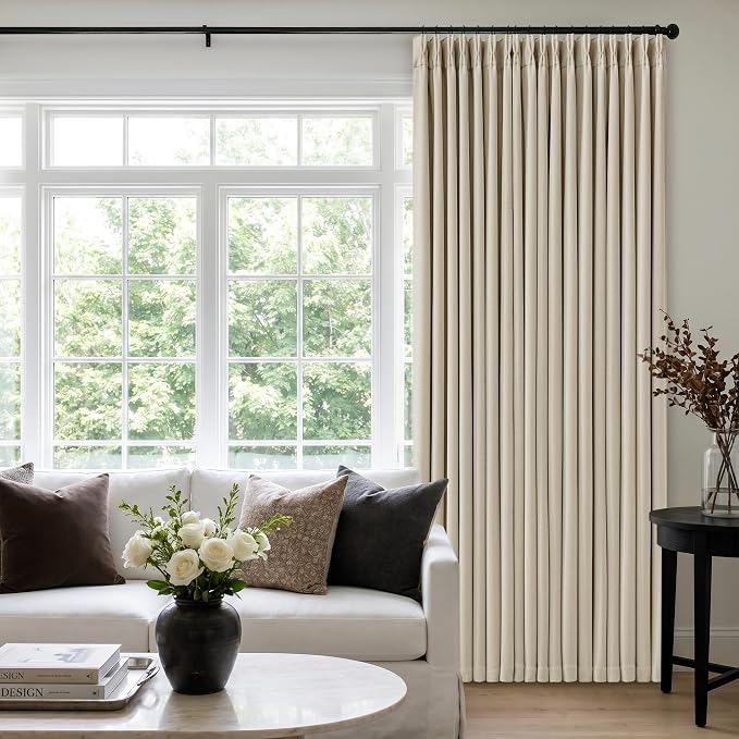 Oatmeal Beige Extra Wide Blackout 60 x 96 Inch Pinch Pleat Curtains 1 Panel | - Image 6