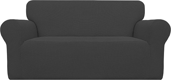 Easy-Going Stretch Oversized Loveseat Couch Covers Washable Dark Gray | 1-Piece by Easy-Going