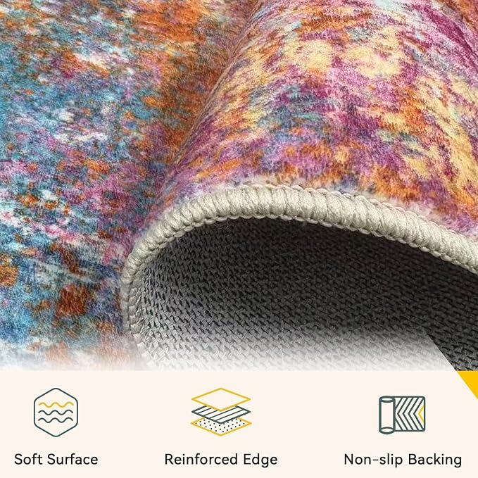 RELEANY Washable 9'x12' Abstract Area Rug - Image 5