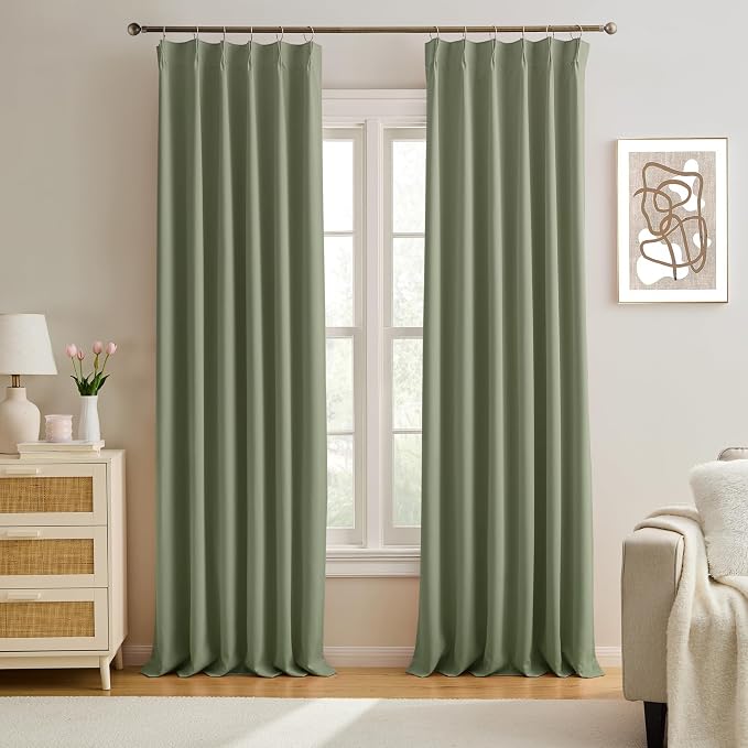 Blackout Curtains 92 Inches Long 2 Panels Set, Pinch Pleated by KEQIAOSUOCAI