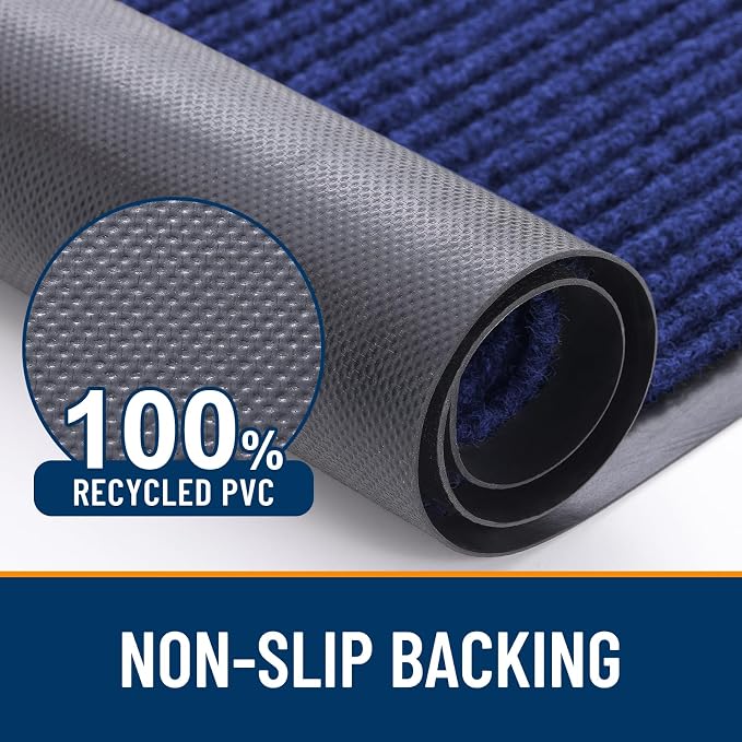 OLANLY Front Door Mat 59x34, Waterproof Heavy-Duty Indoor Outdoor Doormat | Blue - Image 3