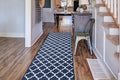 Custom Size Cut to Length Moroccan Trellis Design Runner Rug Mat For Wide Long Hallways with Non-Slip Rubber Backing, Better Traction for Pets, Prevent Slippage, Trellis Navy Blue, 31 inch X 14 feet