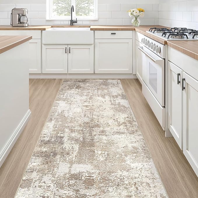 LOONGRUG Runner Rug 2x5 Washable Non-Slip Kitchen Neutral Modern Rug | Abstract by LOONGRUG