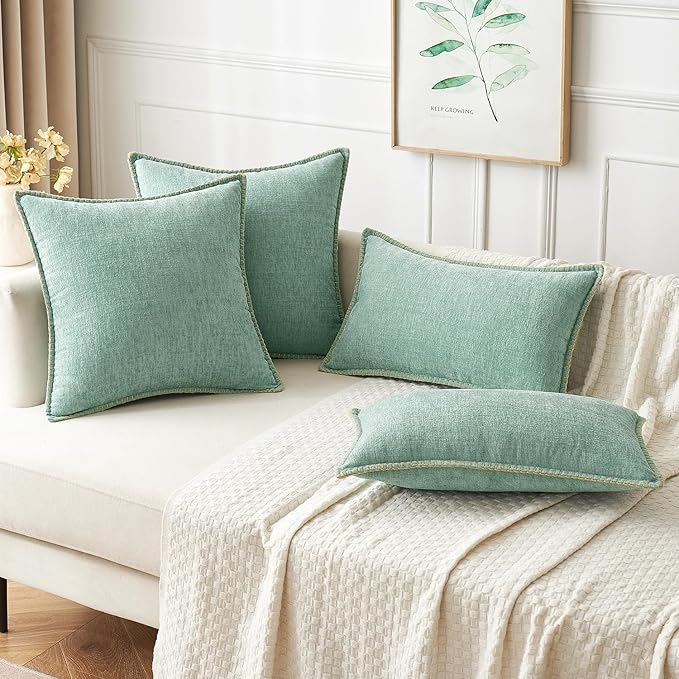 MIULEE Decorative Lumbar Throw Pillow Covers 12x20 Inch Aqua Green 2 Pack | - Image 5