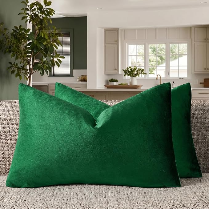 GIGIZAZA Green Pillow Covers 12x20 Decorative Pillows Pack of 2 | Lumbar Throw by GIGIZAZAFocusingonhomedecoration