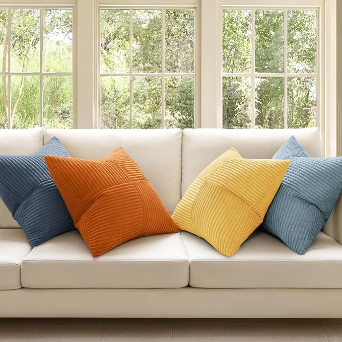 MIULEE Summer Yellow Blue Decorative Throw Pillow Covers 20x20 Inch Set of 4 - Image 2