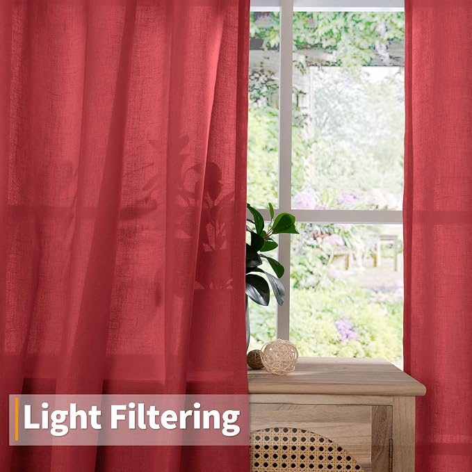 YoungsTex Red Linen Curtains 84 Inches Long - Image 3