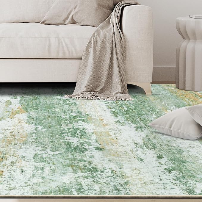 Aelenmu 10x14 Area Rugs for Living Room Washable Dining Room Green | Modern - Image 9