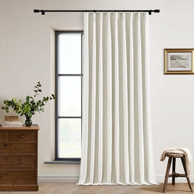 100% Blackout Pinch Pleated Linen 84 Inch Curtains 60 Inch Width Natural | 2 - Image 6
