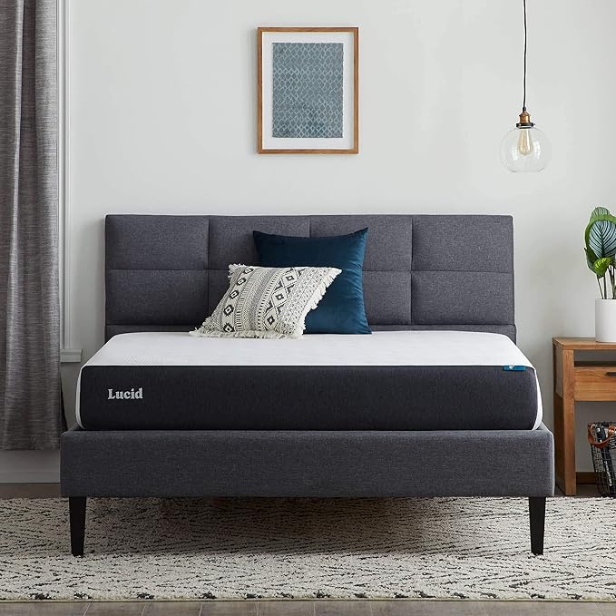 Lucid 8 Inch Memory Foam Mattress - Medium Plush Feel - Infused with Refreshing Bamboo Charcoal and Cooling Gel - Bed in a Box - Temperature Regulating - Pressure Relief - Breathable - Twin Size